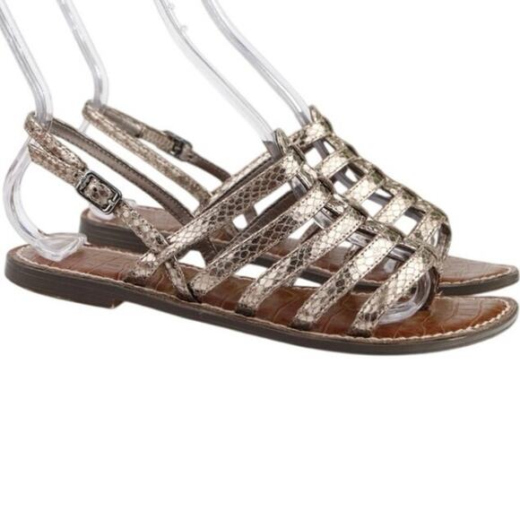 Sam Edelman Womens Garland Sandal Size 8.5 Metallic Pewter Strappy Slingback - Picture 2 of 6